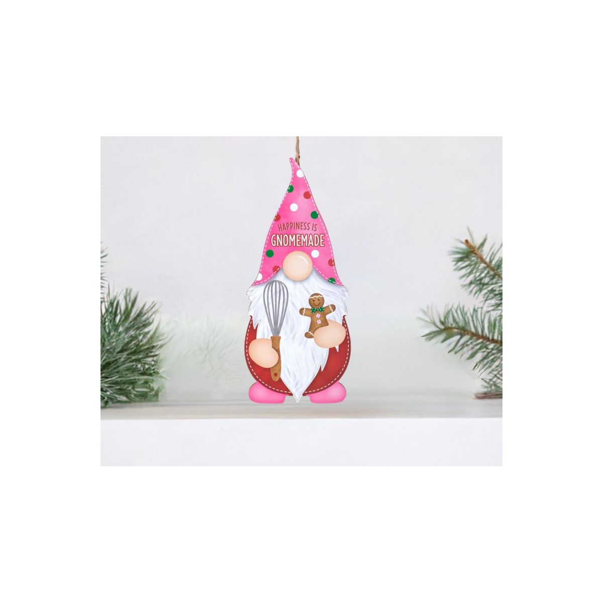 Shop For 13" Wooden Gnome Shaped Sign: Happiness Gnomemade