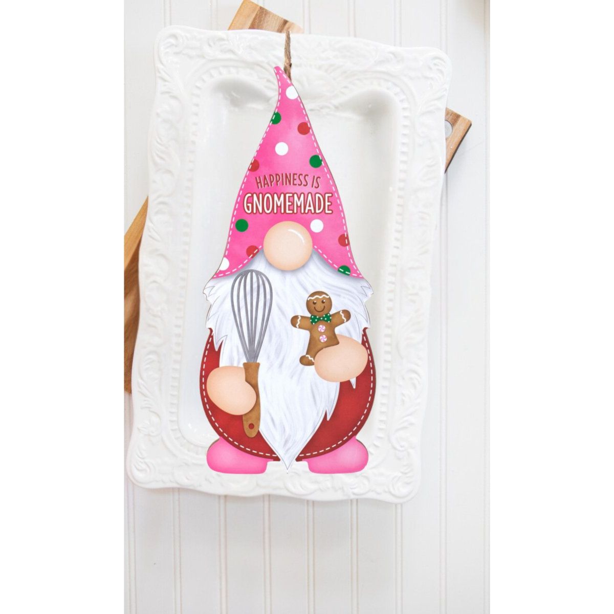 Shop For 13" Wooden Gnome Shaped Sign: Happiness Gnomemade