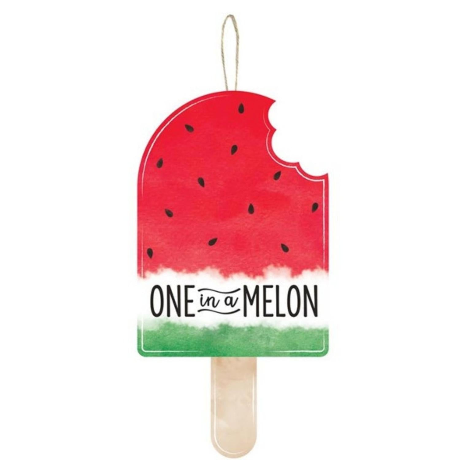 13" Wooden Popsicle Sign: Melon