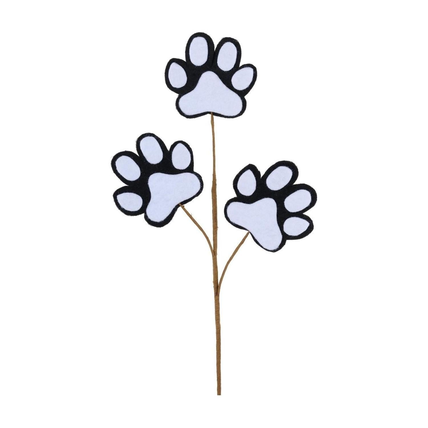 13.5" Felt Paw Print Spray: Black/White
