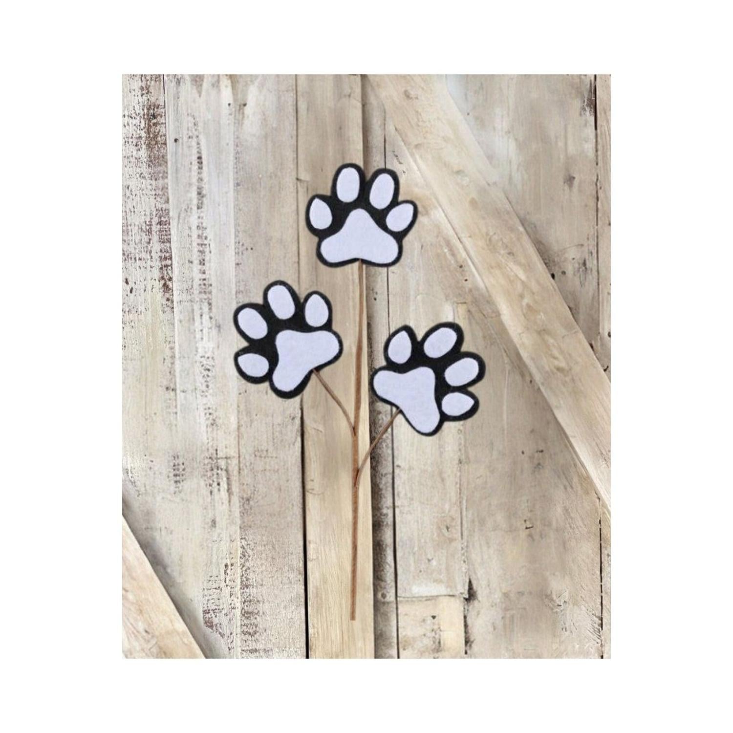 13.5" Felt Paw Print Spray: Black/White