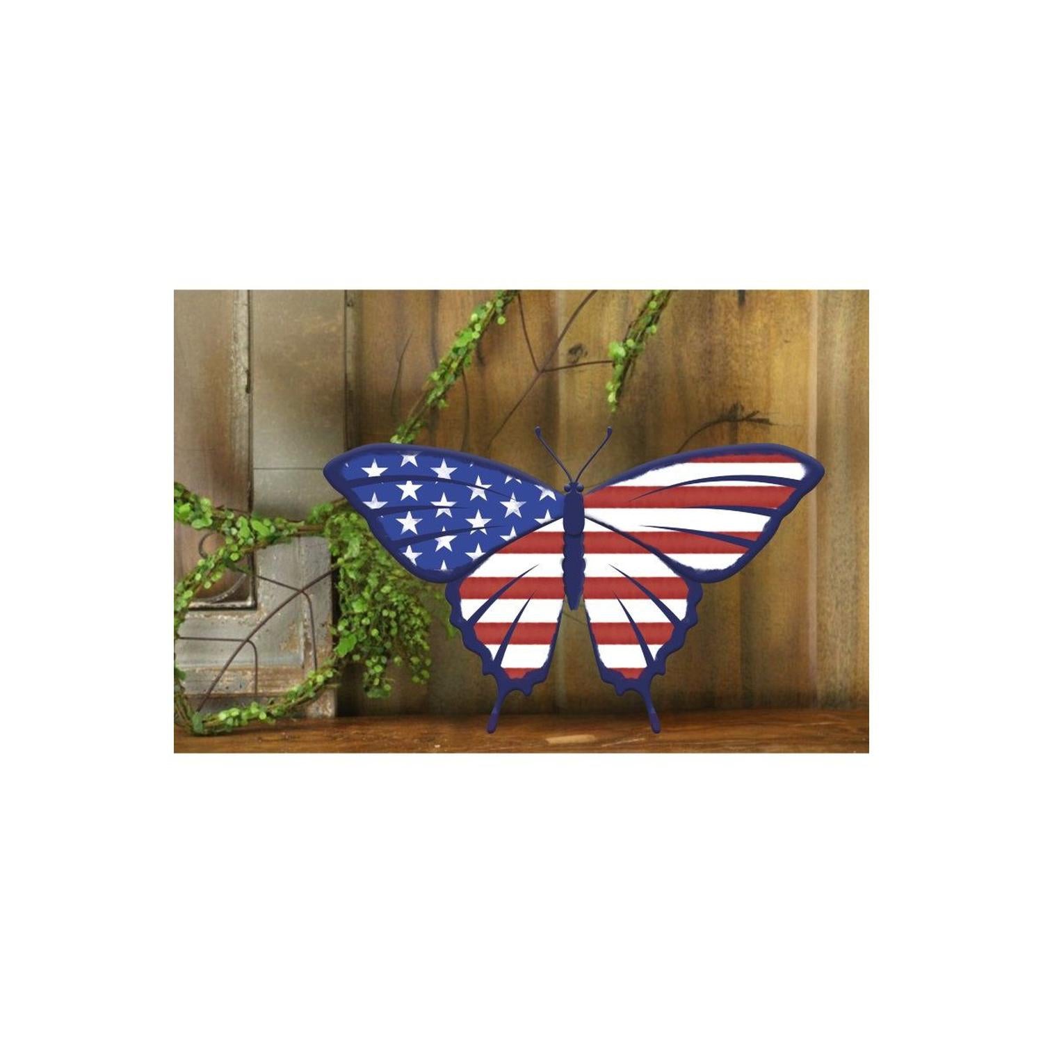 Shop For 13.5" Metal Embossed Butterfly: Patriotic RWB