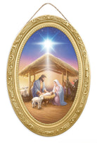 Shop For 13in Wooden Oval Sign: Holy Family Nativity