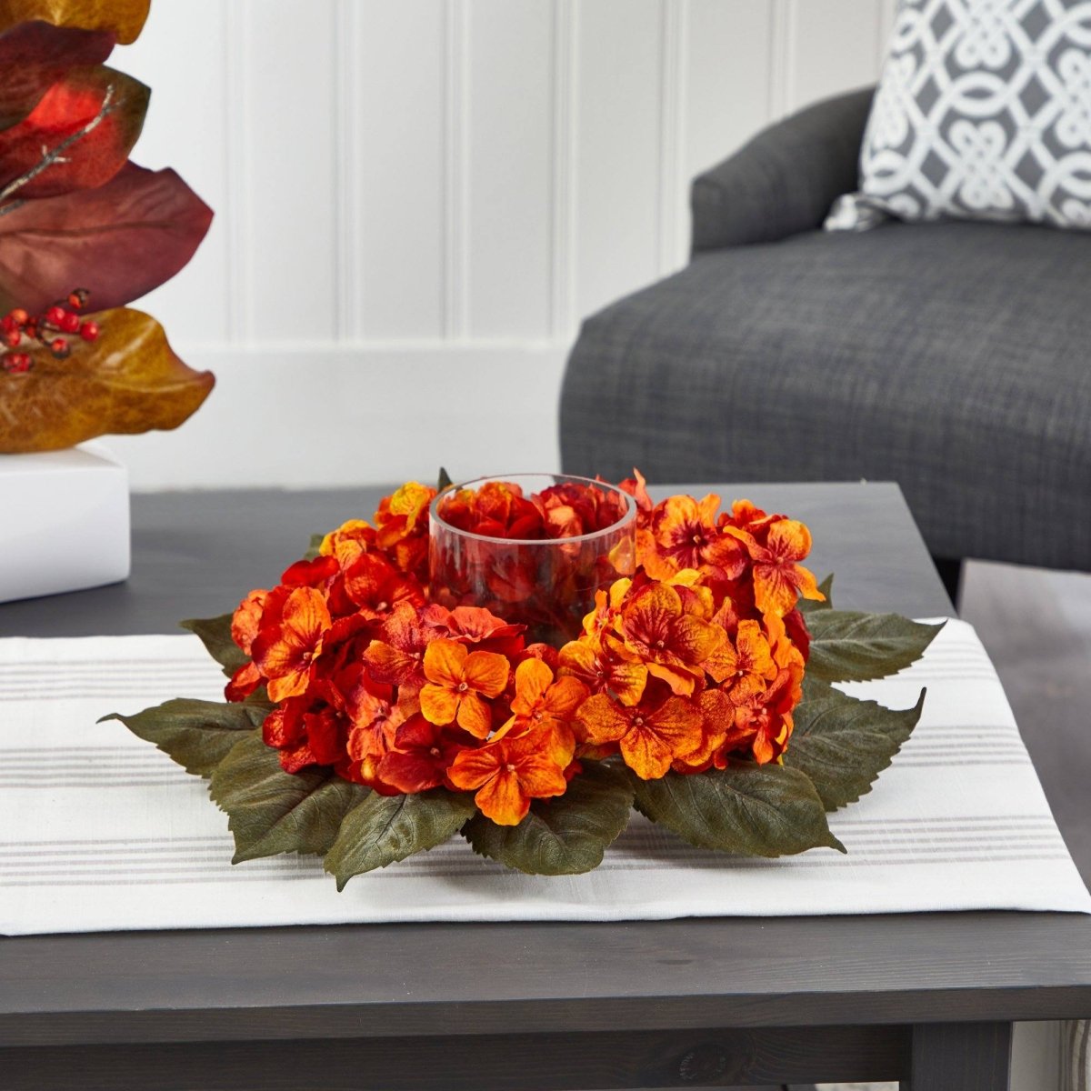 Shop For 14” Autumn Hydrangea Artificial Candelabrum Arrangement