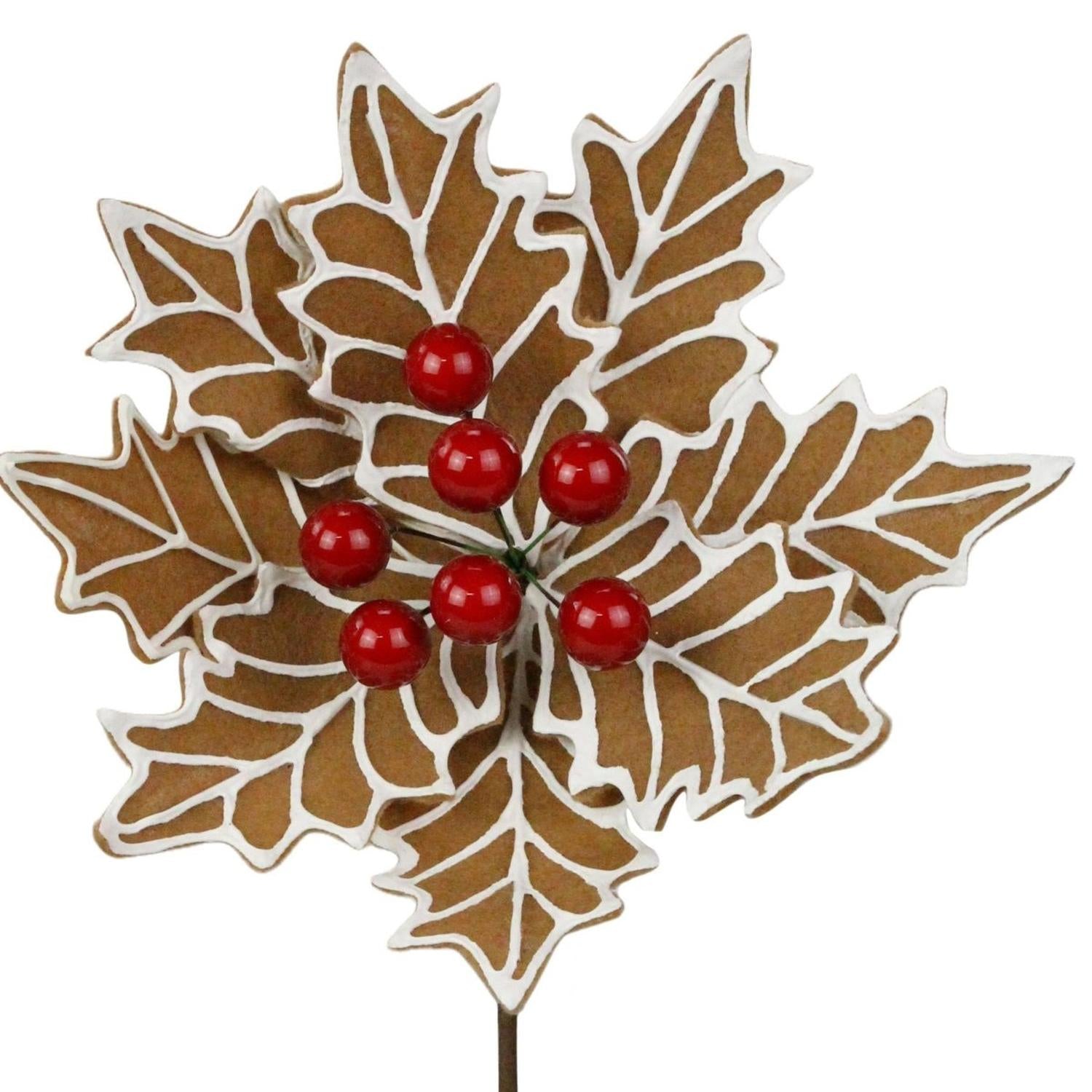 14" Gingerbread Poinsettia Stem