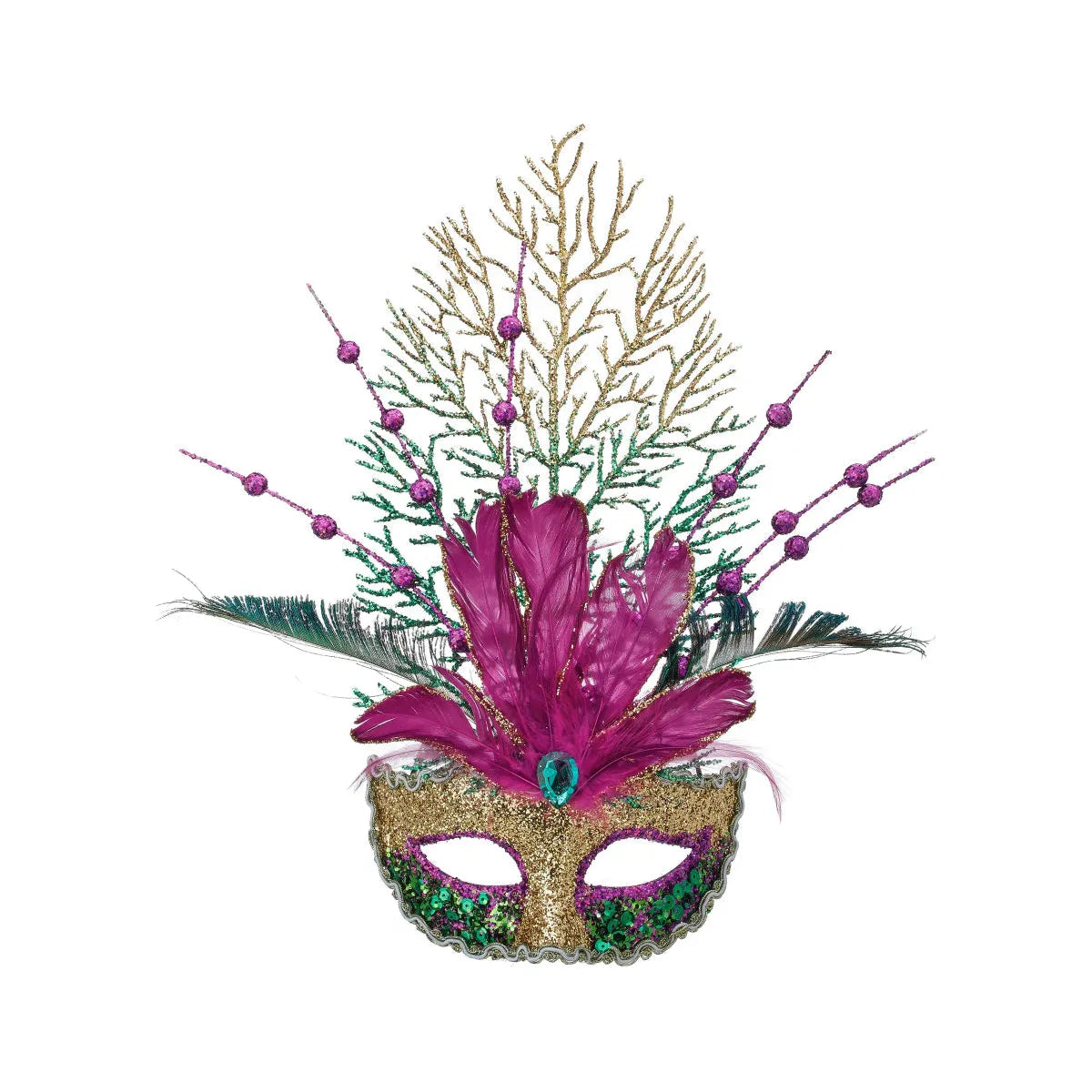 Shop For 14" Glitter Feather Mardi Gras Mask Ornament at Michelle's aDOORable Creations