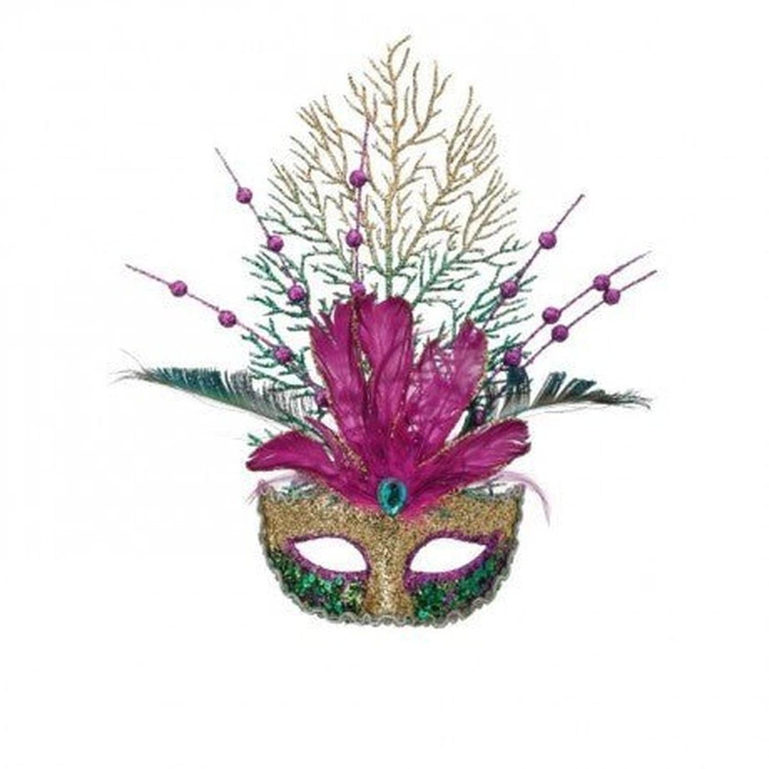 Shop For 14" Glitter Feather Mardi Gras Mask Ornament at Michelle's aDOORable Creations
