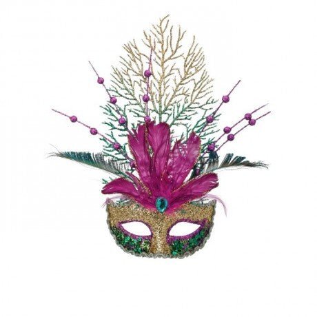 Shop For 14" Glitter Feather Mardi Gras Mask Ornament at Michelle's aDOORable Creations