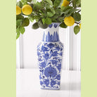 Shop For 14 Inch Ceramic Blue & White Chinoiserie Square Vase