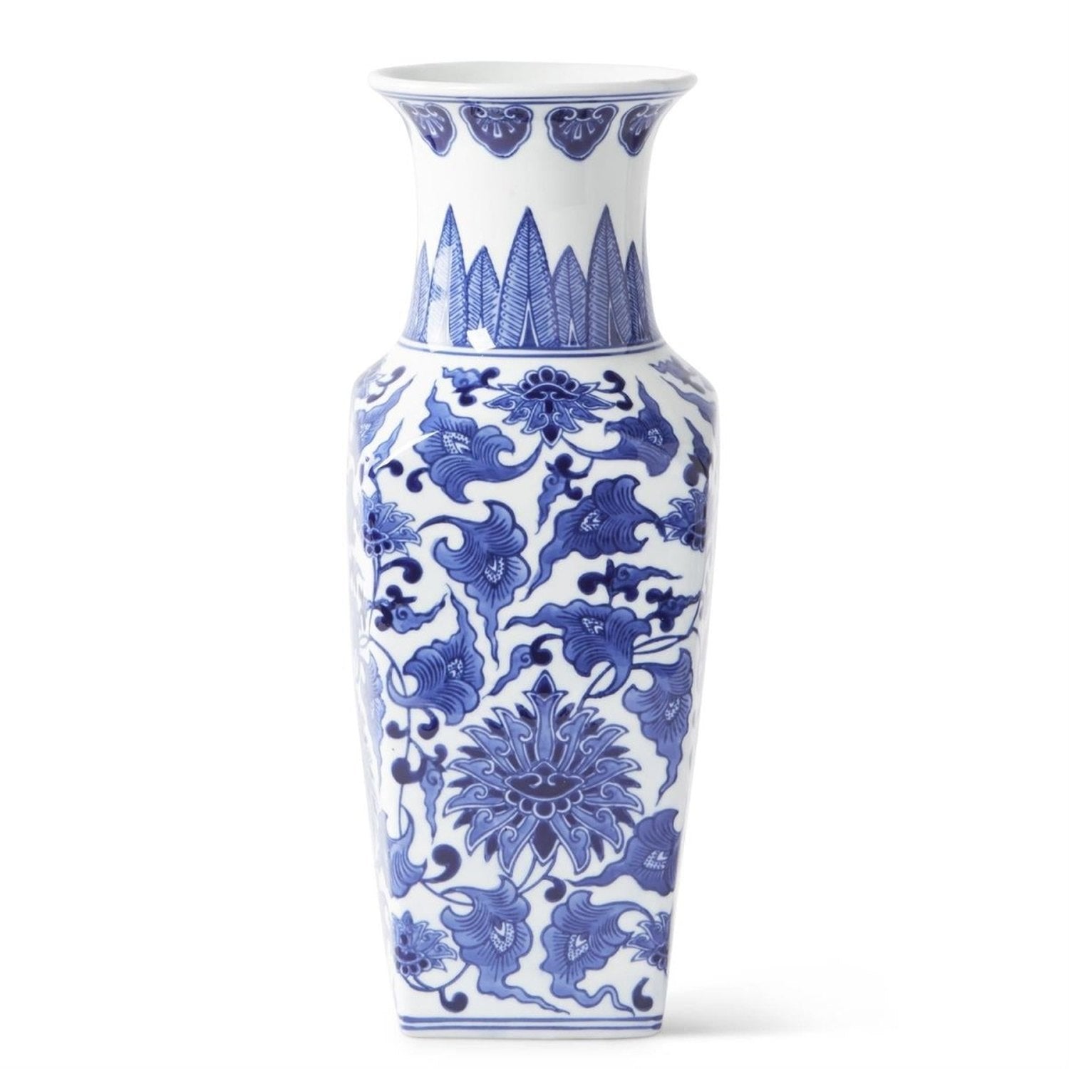 Shop For 14 Inch Ceramic Blue & White Chinoiserie Square Vase