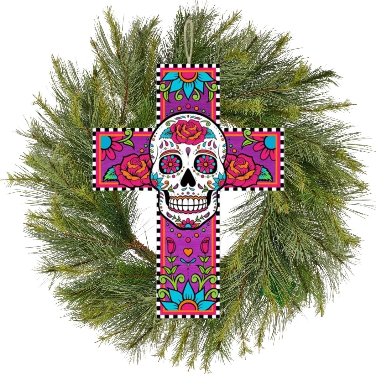 Shop For 14" Sugar Skull Cross Sign