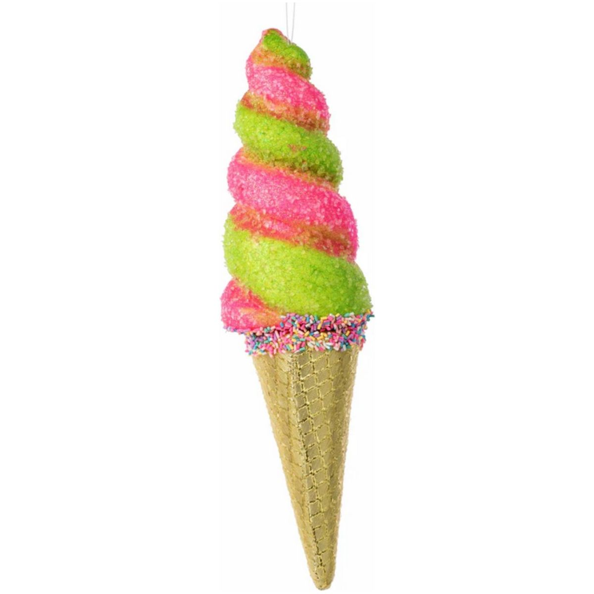 Shop For 14" Swirl Ice Cream Cone Ornament: Pink/Lime Green