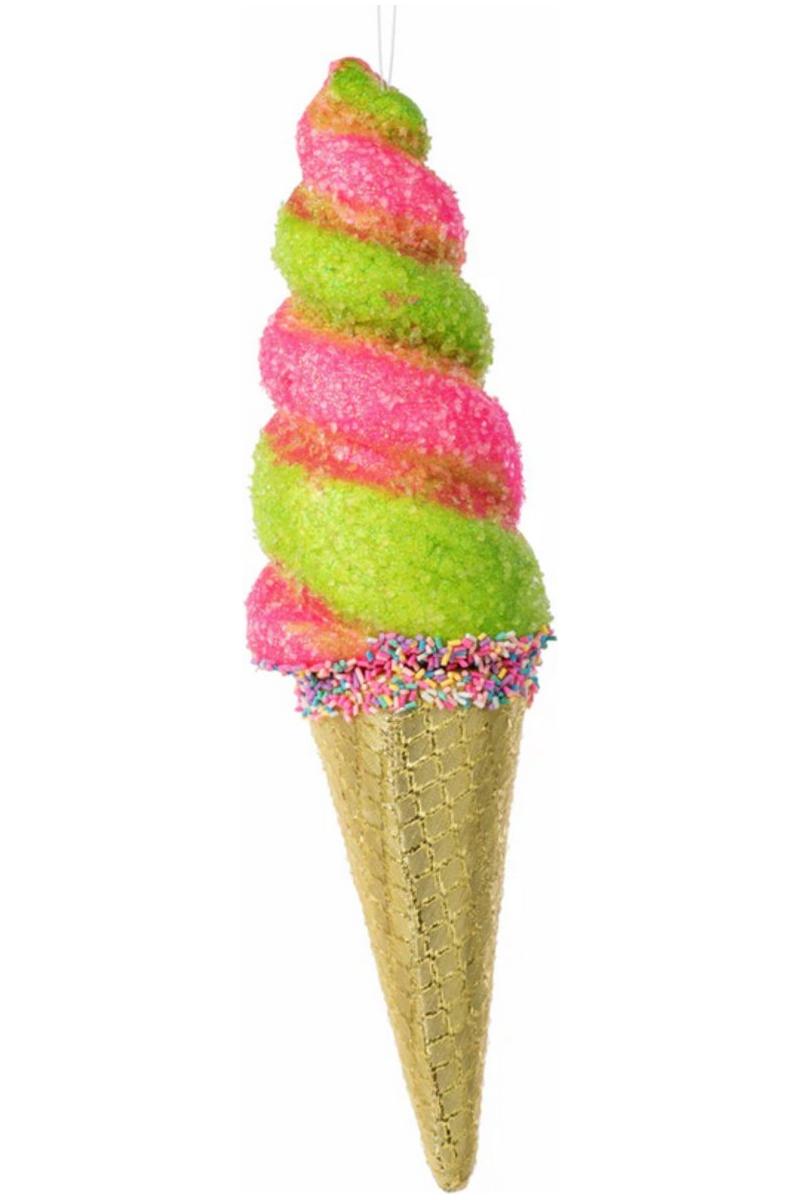 Shop For 14" Swirl Ice Cream Cone Ornament: Pink/Lime Green