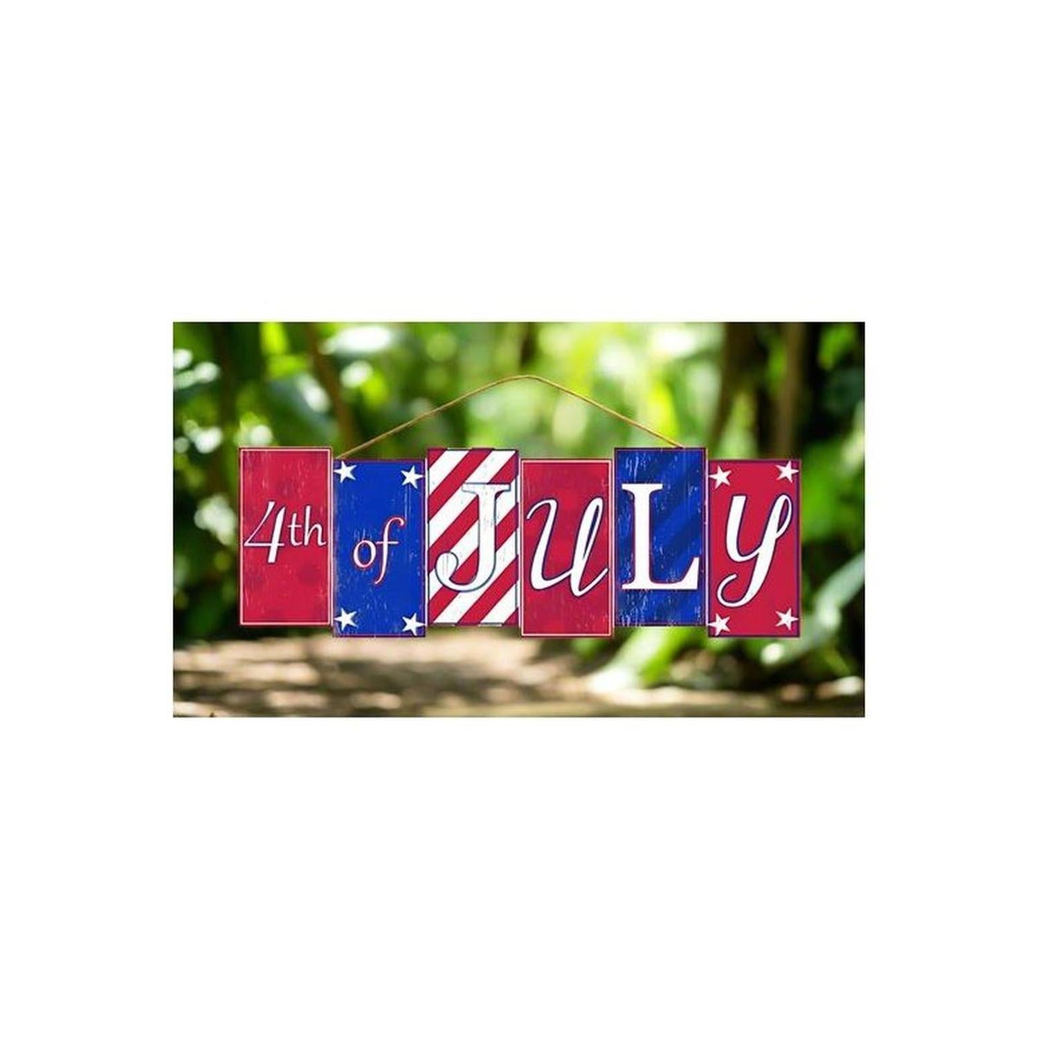14" Wooden Block Sign: Happy 4th of July