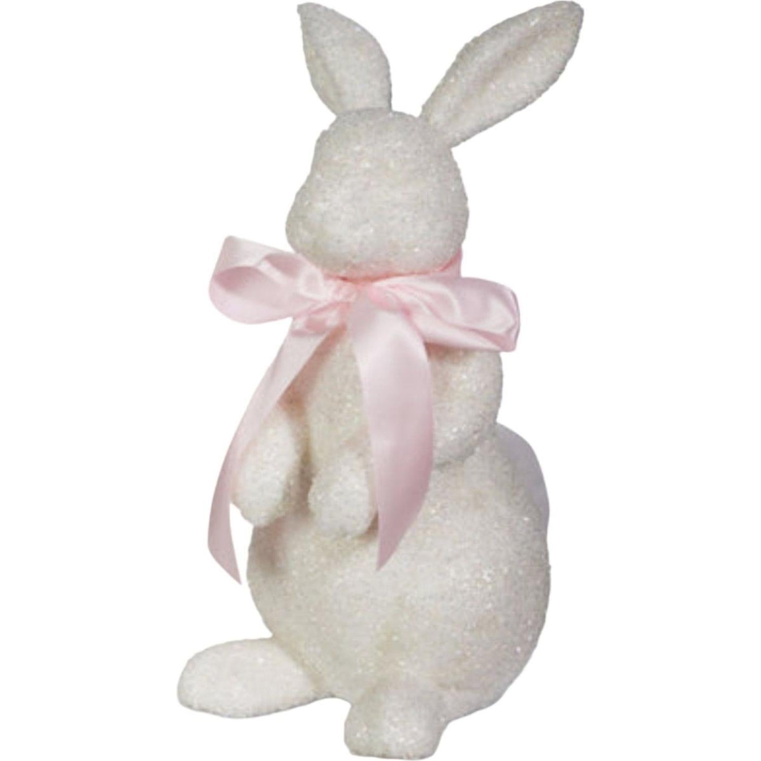 14.5" White Glitter Bunnies