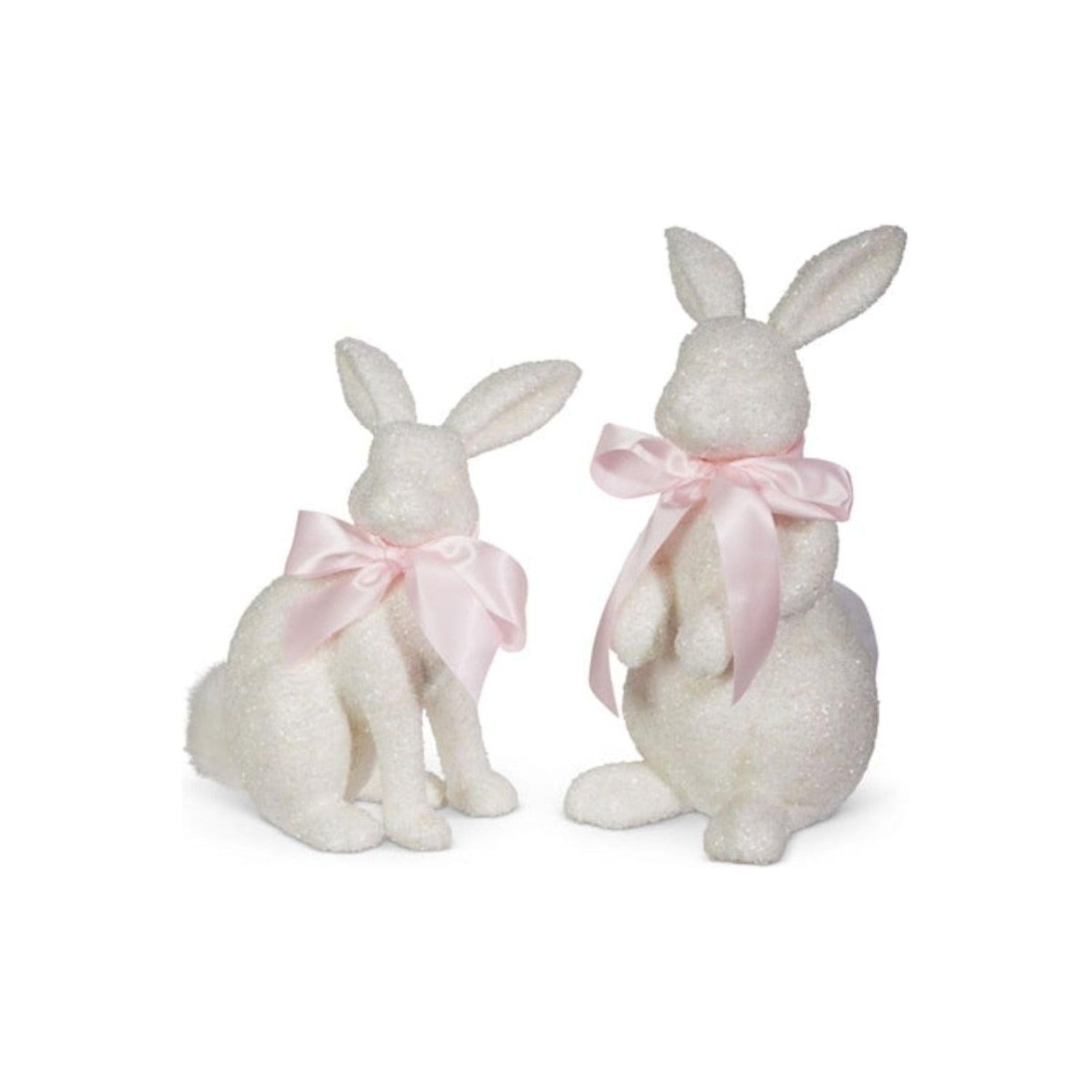 14.5" White Glitter Bunnies