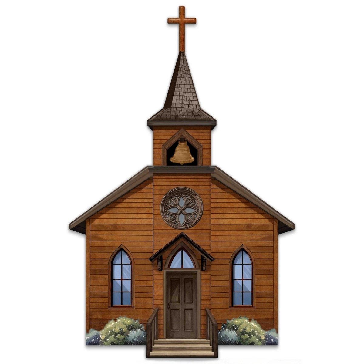 Shop For 14in Metal Embossed Church: Brown