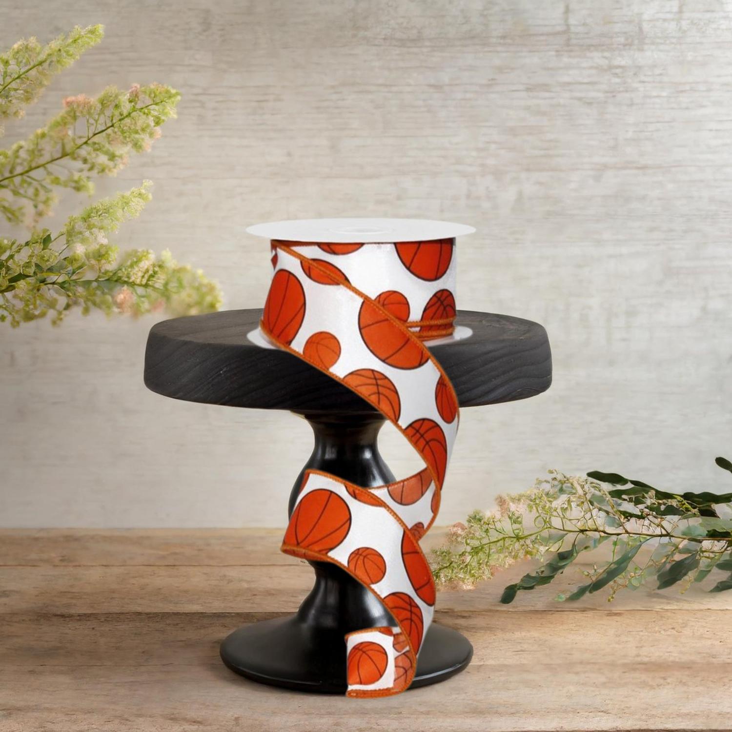 1.5" Basketball Ribbon: Orange & Black (10 Yards)