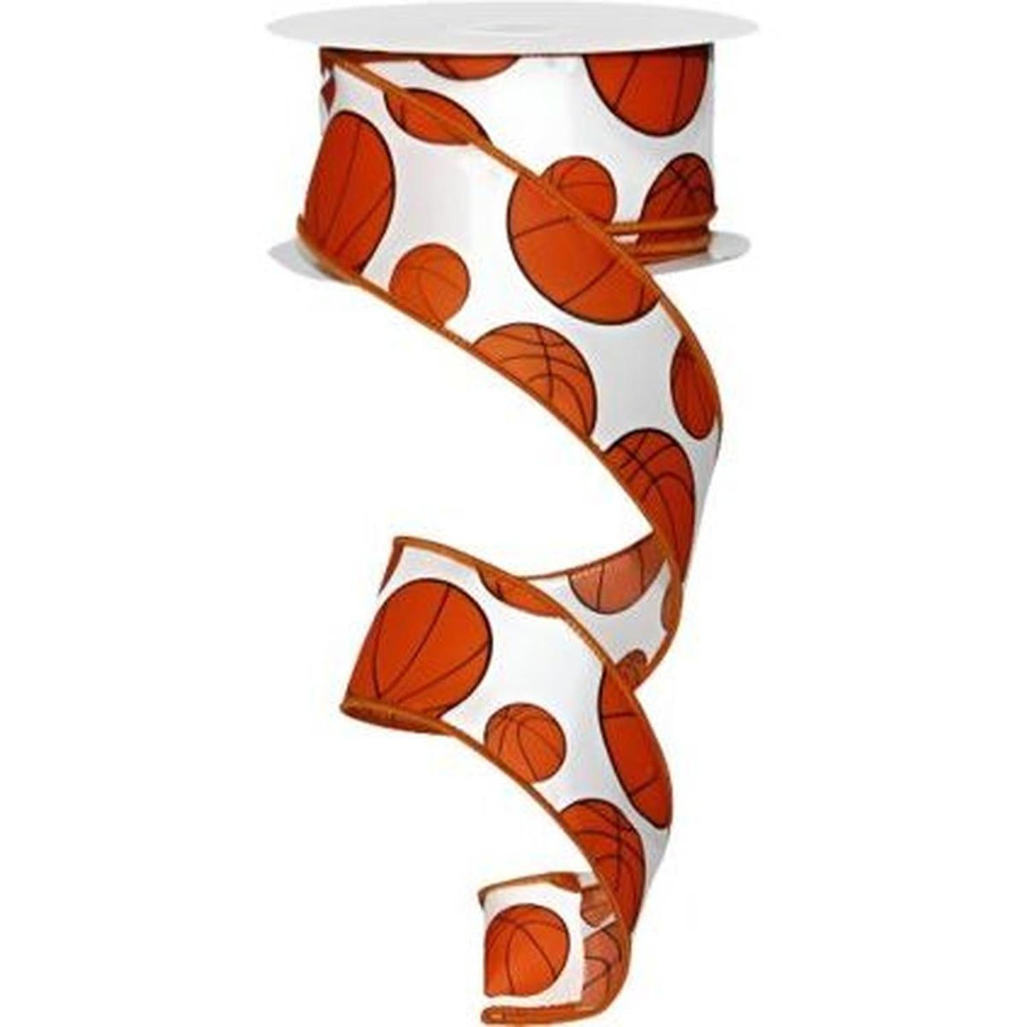 1.5" Basketball Ribbon: Orange & Black (10 Yards)