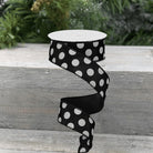 Shop For 1.5" Big Polka Dot Ribbon: Black & White (10 Yards)