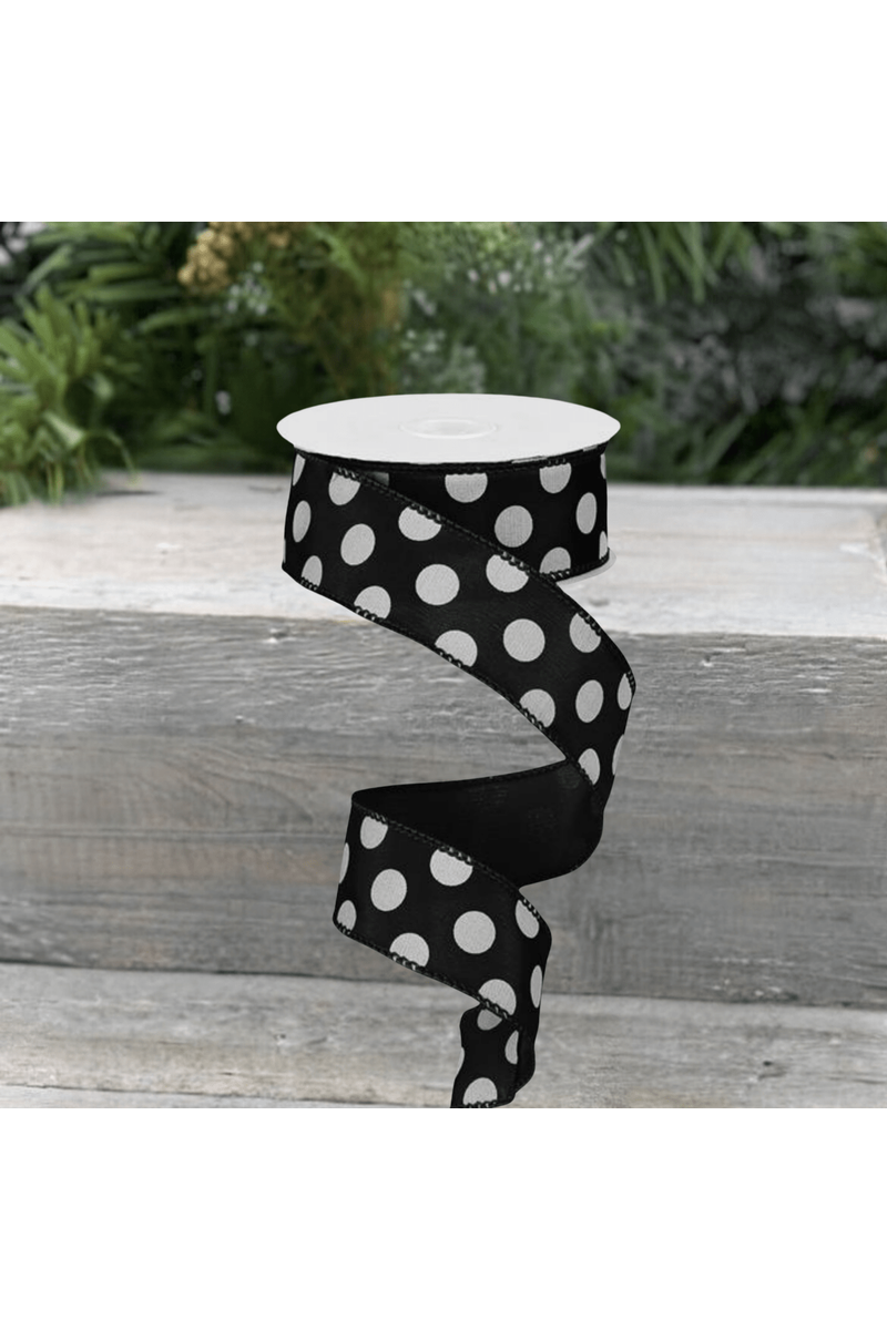 Shop For 1.5" Big Polka Dot Ribbon: Black & White (10 Yards)