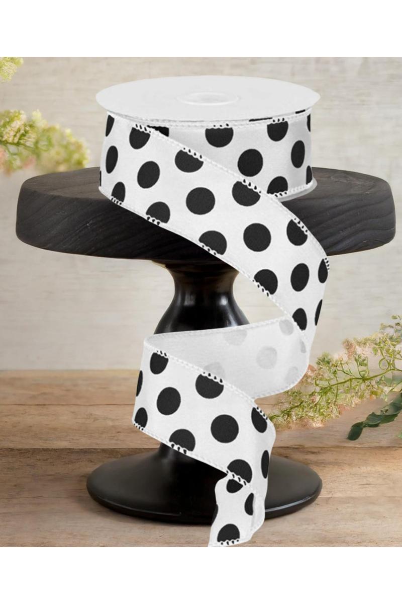 Shop For 1.5" Big Polka Dot Ribbon: White & Black (10 Yards)