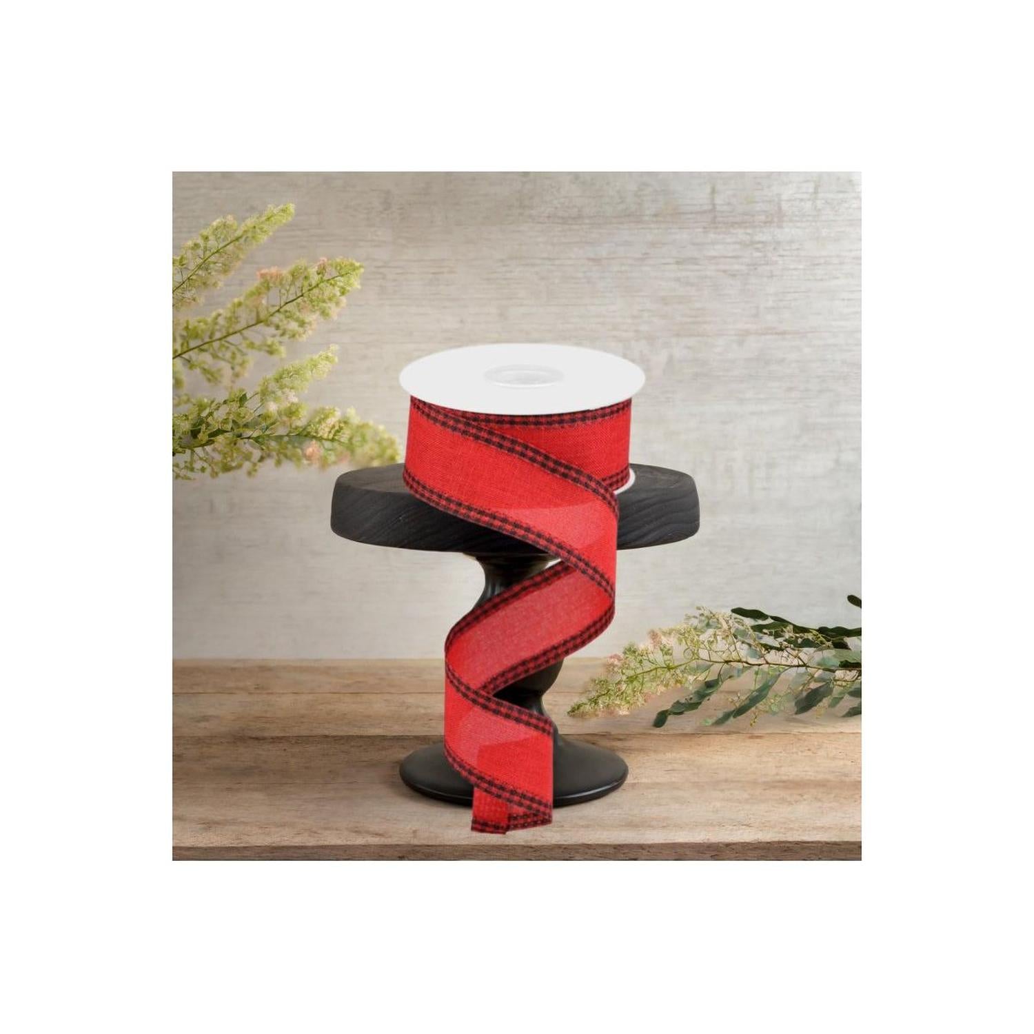Shop For 1.5" Black Gingham Edge Ribbon: Red (10 Yards)
