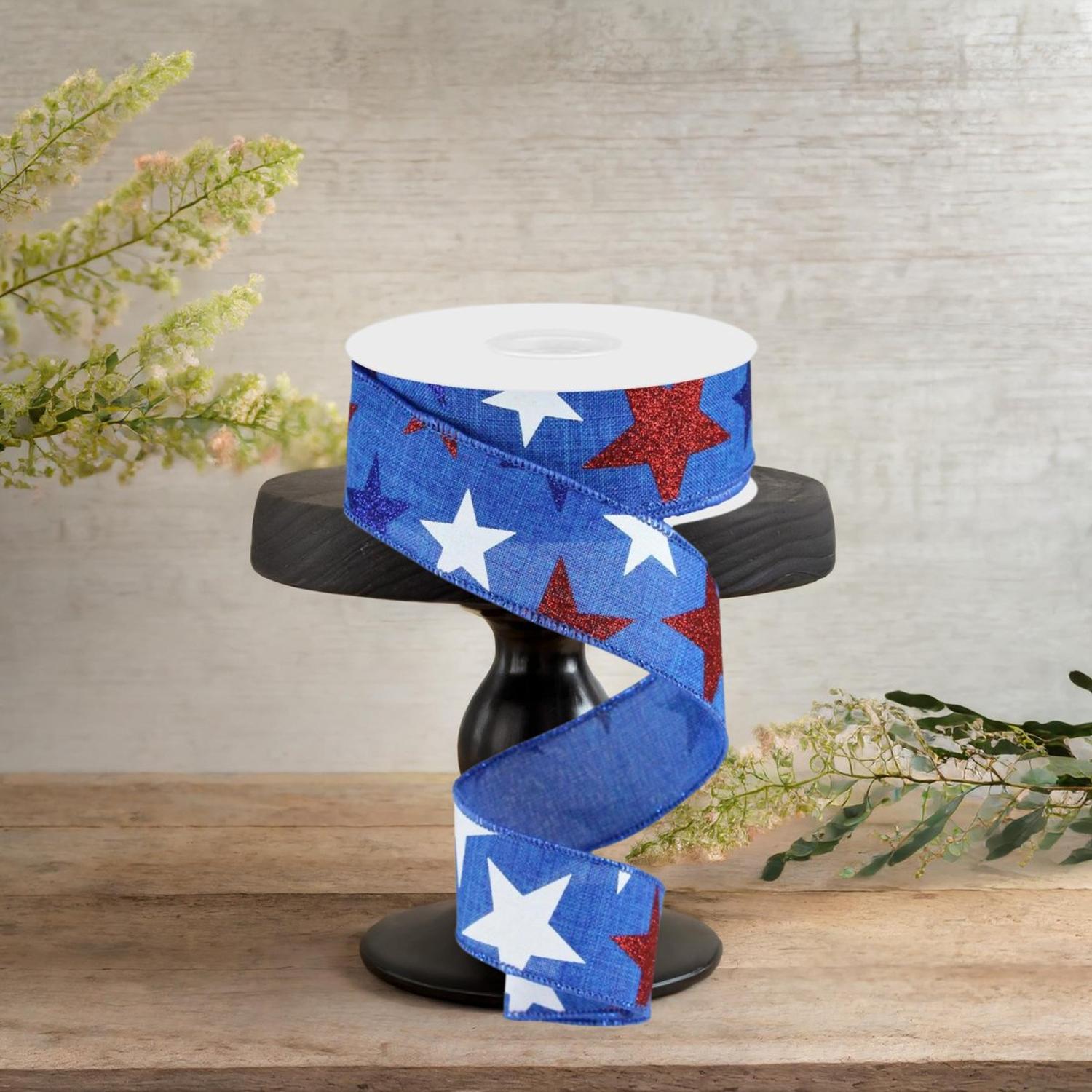 Shop For 1.5" Blue Royal Canvas Ribbon: Patriotic Stars (10 Yards)