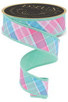 Shop For 1.5" Bold Plaid Fused Ribbon: Light Teal (10 Yards)