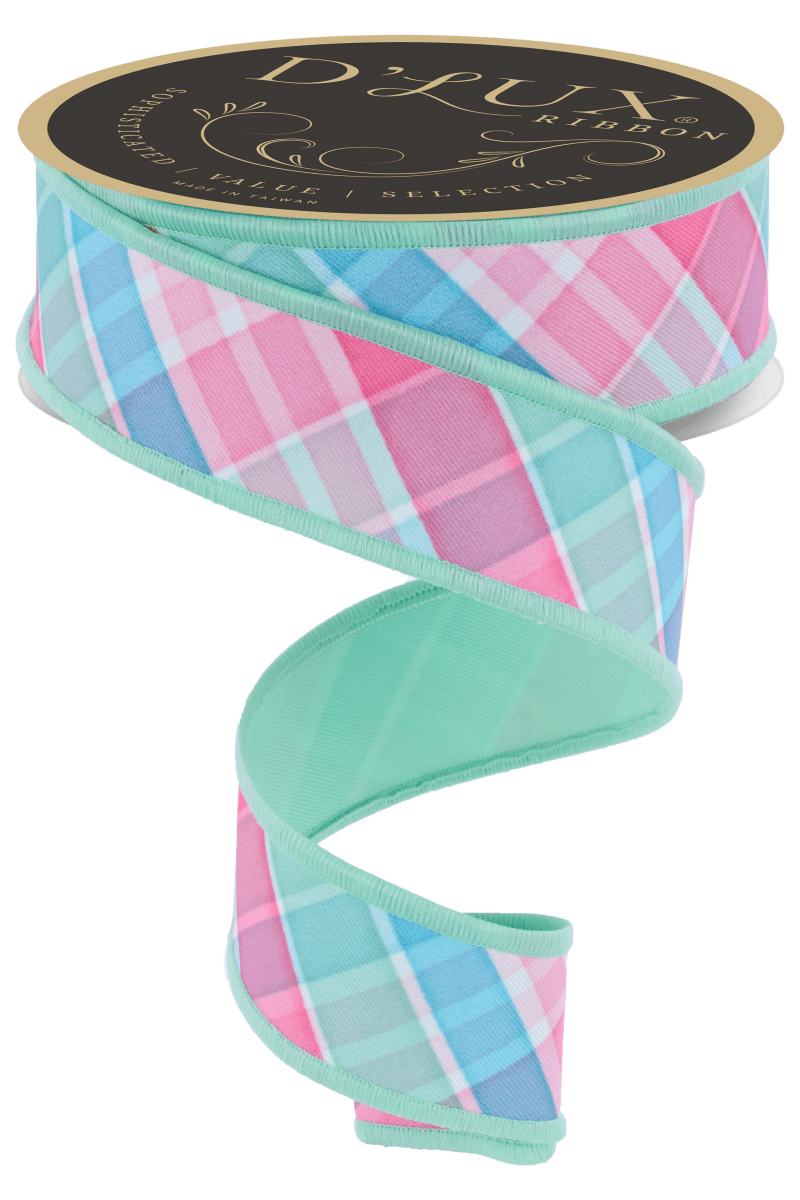 Shop For 1.5" Bold Plaid Fused Ribbon: Light Teal (10 Yards)