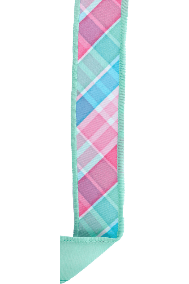 Shop For 1.5" Bold Plaid Fused Ribbon: Light Teal (10 Yards)