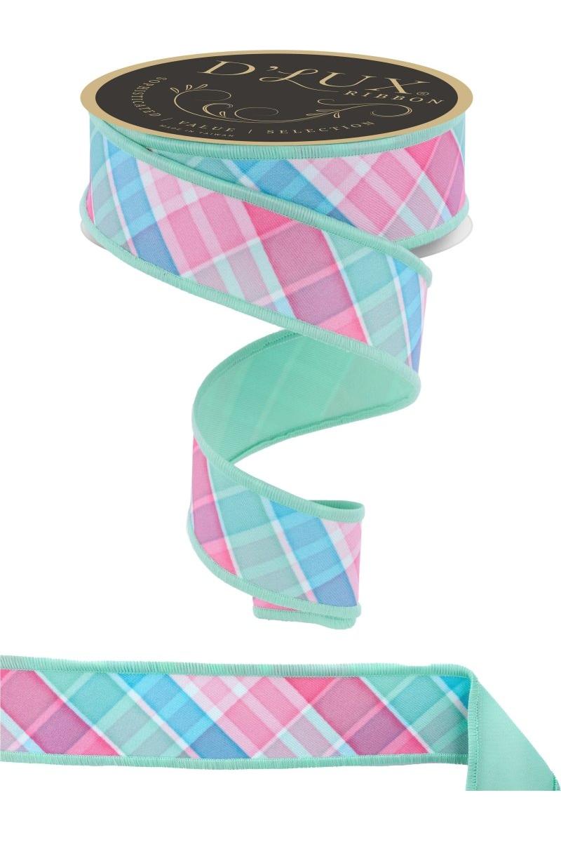 Shop For 1.5" Bold Plaid Fused Ribbon: Light Teal (10 Yards)