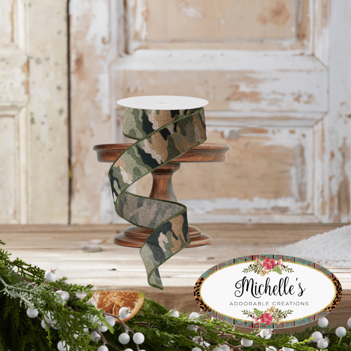 Shop For 1.5" Camouflage on Royal Ribbon: Camo (10 Yards)