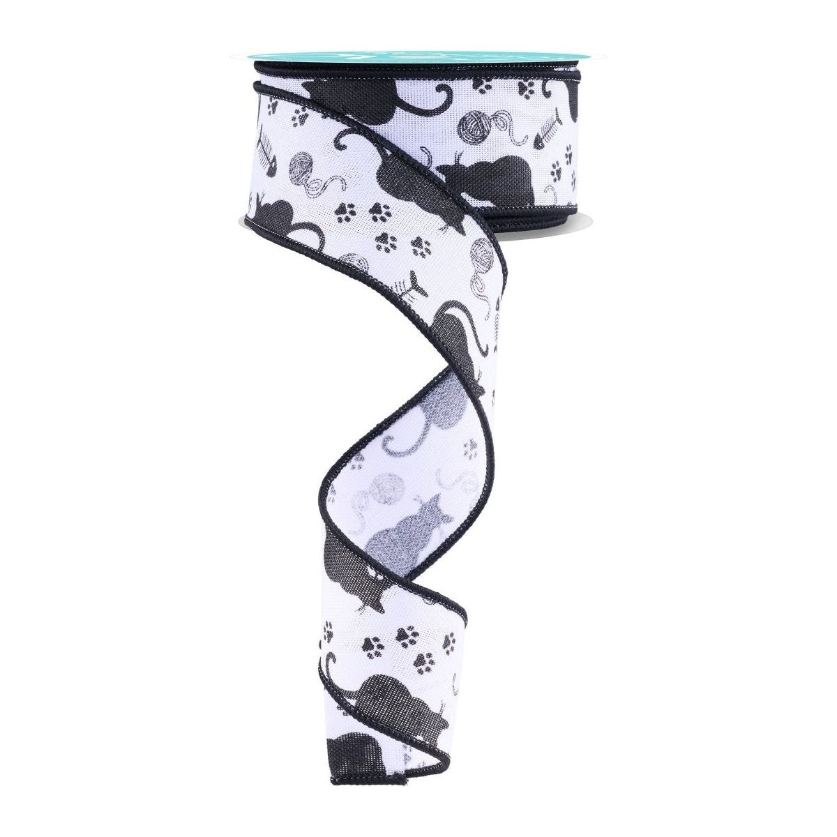 Shop For 1.5" Cat Silhouettes Ribbon: White & Black (10 Yards)