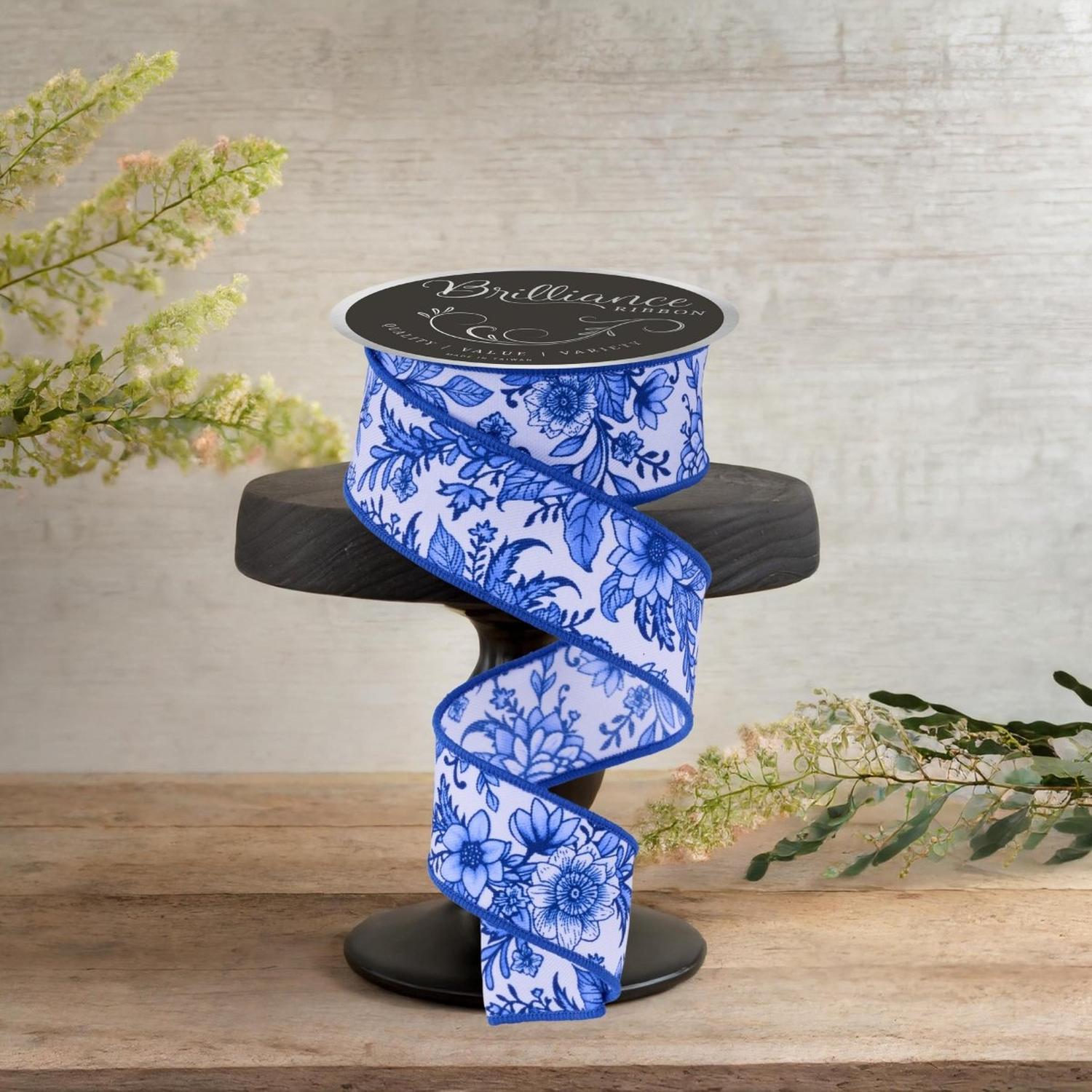 Shop For 1.5" Chinoiserie Floral Ribbon: Blue (10 Yards)