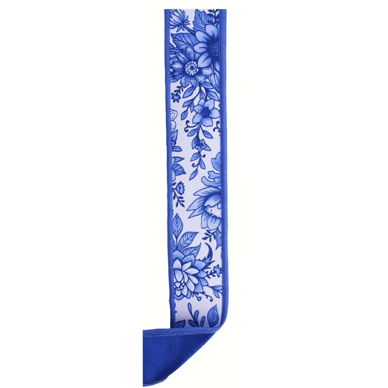 1.5" Chinoiserie Fused Ribbon: Blue (10 Yards)