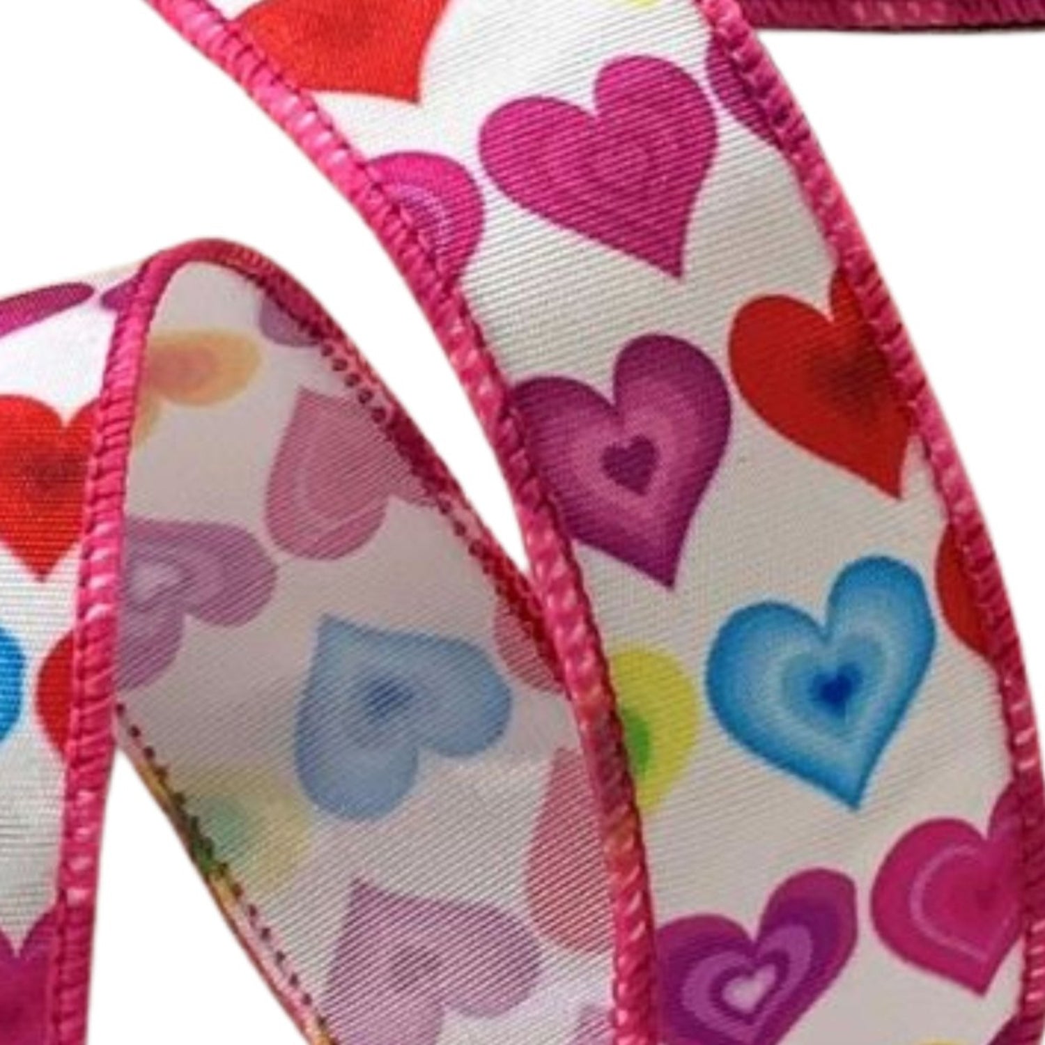 Shop For 1.5" Colorful Hearts Ribbon: White (10 Yards)