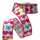 Shop For 1.5" Colorful Hearts Ribbon: White (10 Yards)