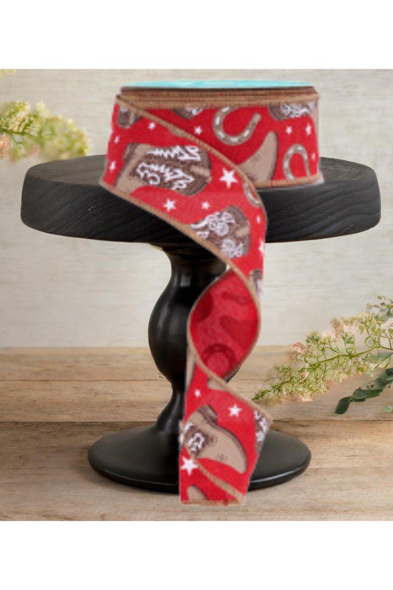 Shop For 1.5" Cowboy Boots Ribbon: Red (10 Yards)