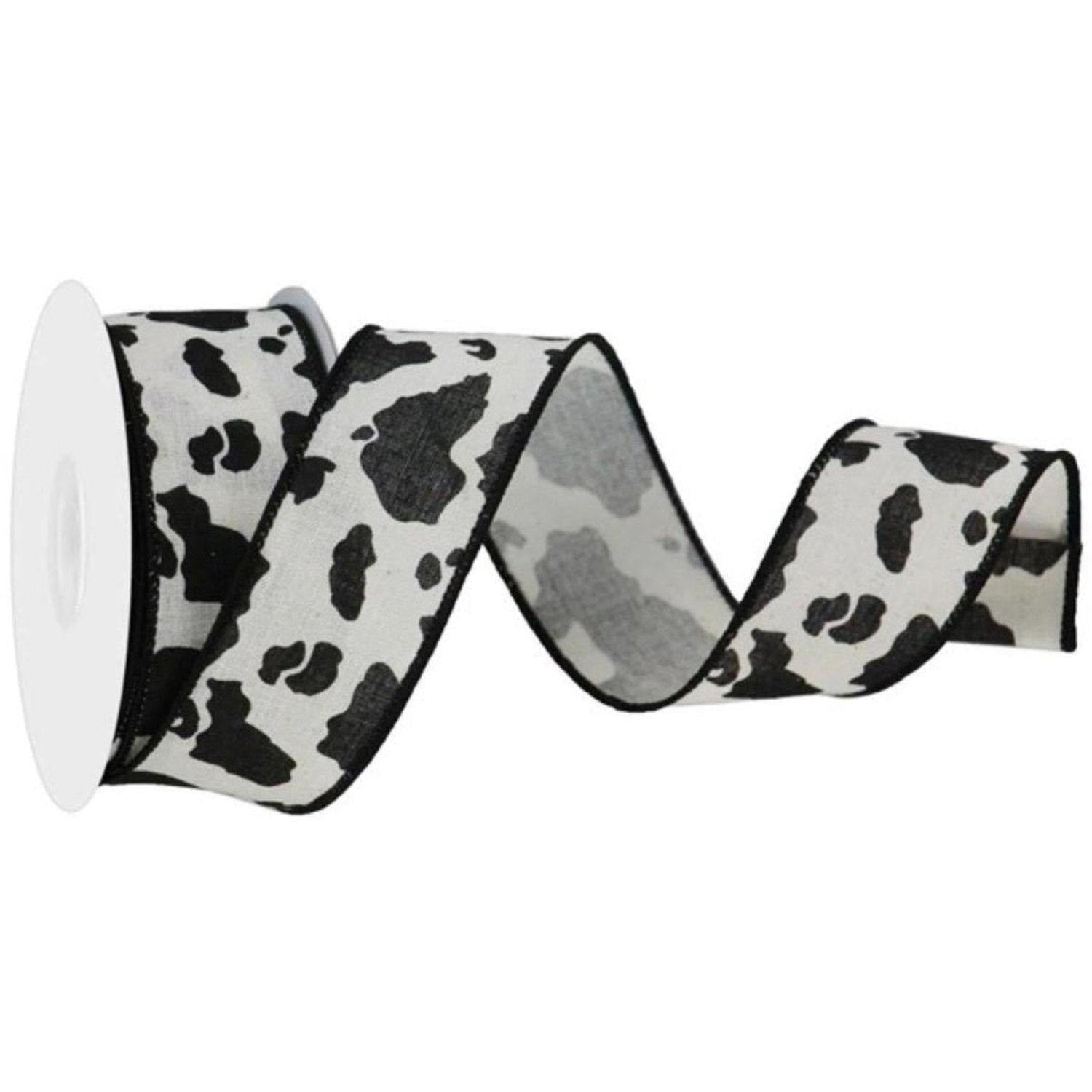 Shop For 1.5" Cowhide Print Ribbon: Black & Cream (10 Yards)