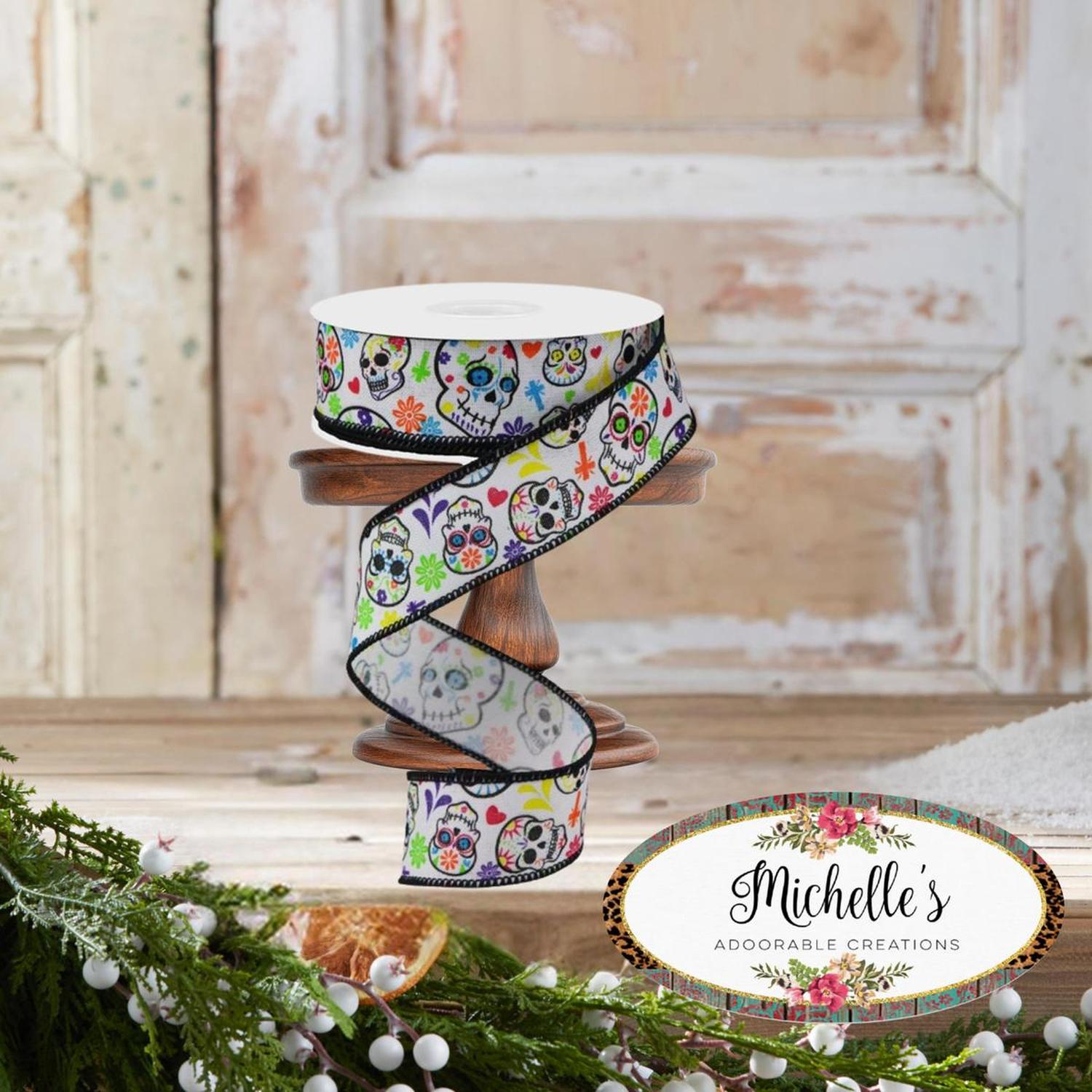 Shop For 1.5" Day of the Dead Ribbon: White (10 Yards)