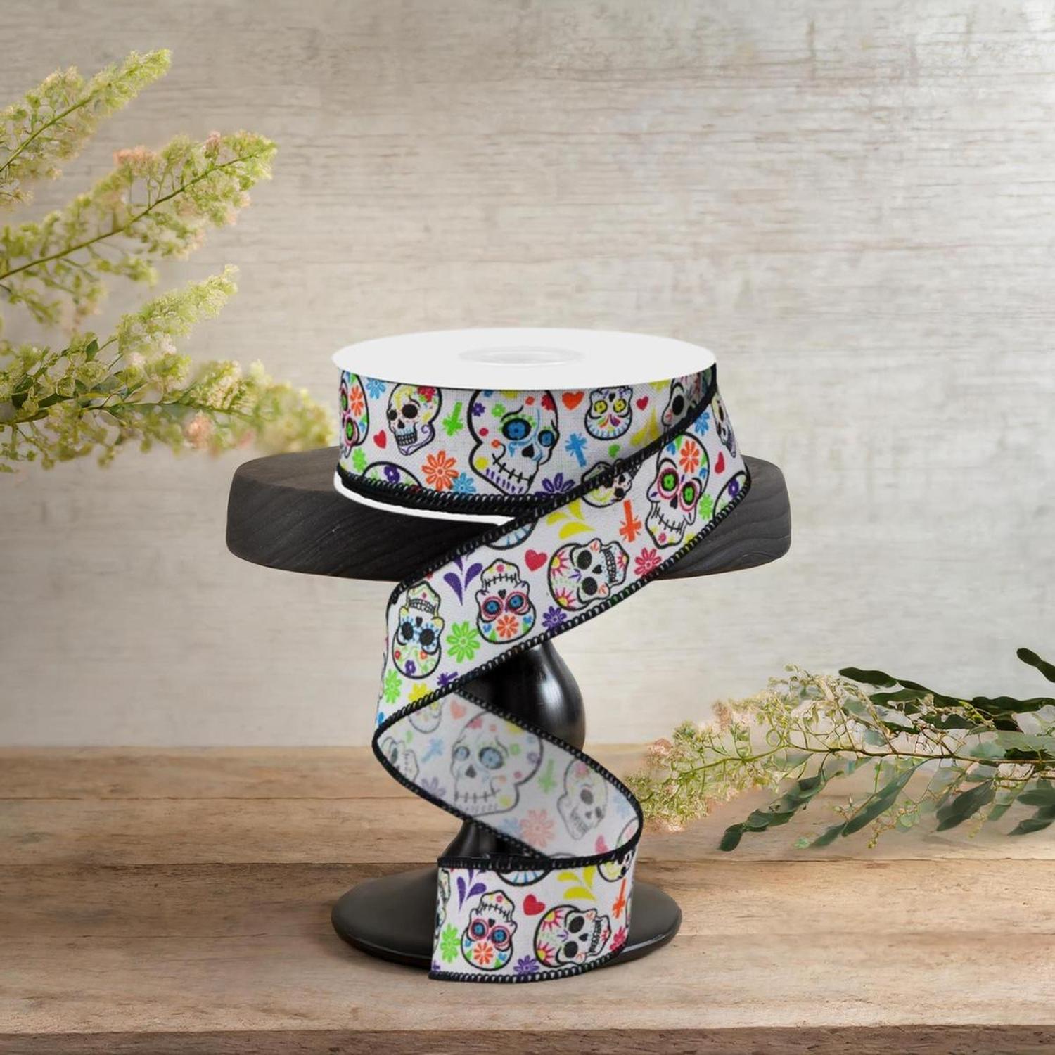 Shop For 1.5" Day of the Dead Ribbon: White (10 Yards)