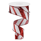 Shop For 1.5" Diagonal Glitter on Royal Ribbon: Red (10 Yards)