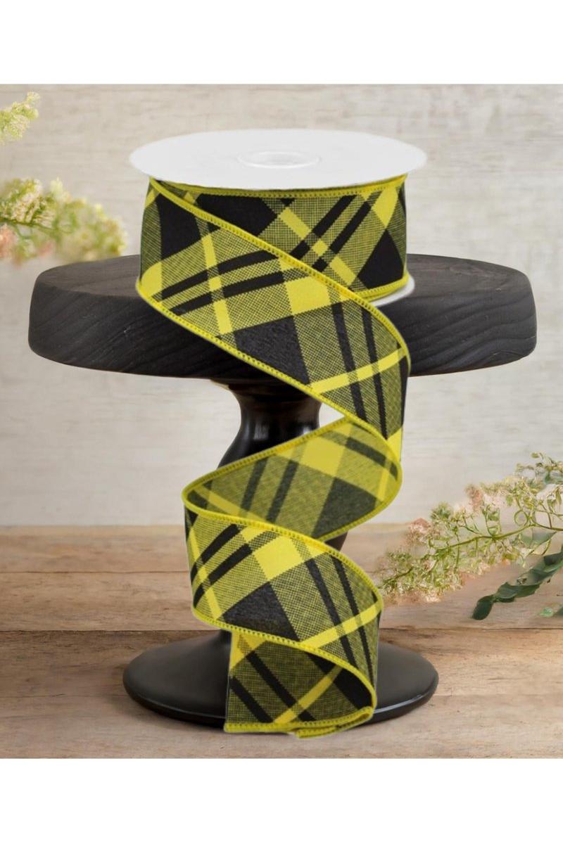 Shop For 1.5" Diagonal Plaid Ribbon: Sun Yellow (10 Yards)