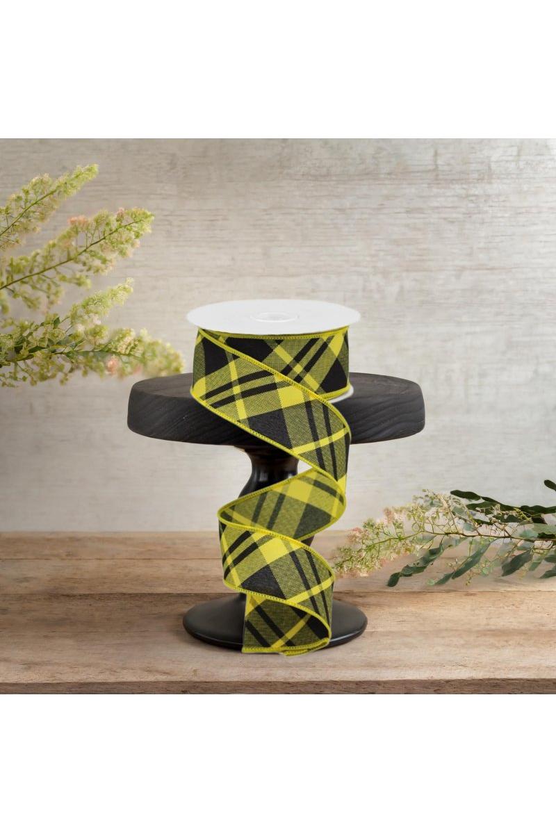 Shop For 1.5" Diagonal Plaid Ribbon: Sun Yellow (10 Yards)