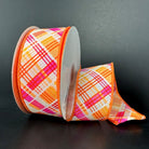Shop For 1.5" Diagonal Printed Plaid Ribbon: Neon Orange (10 Yards)