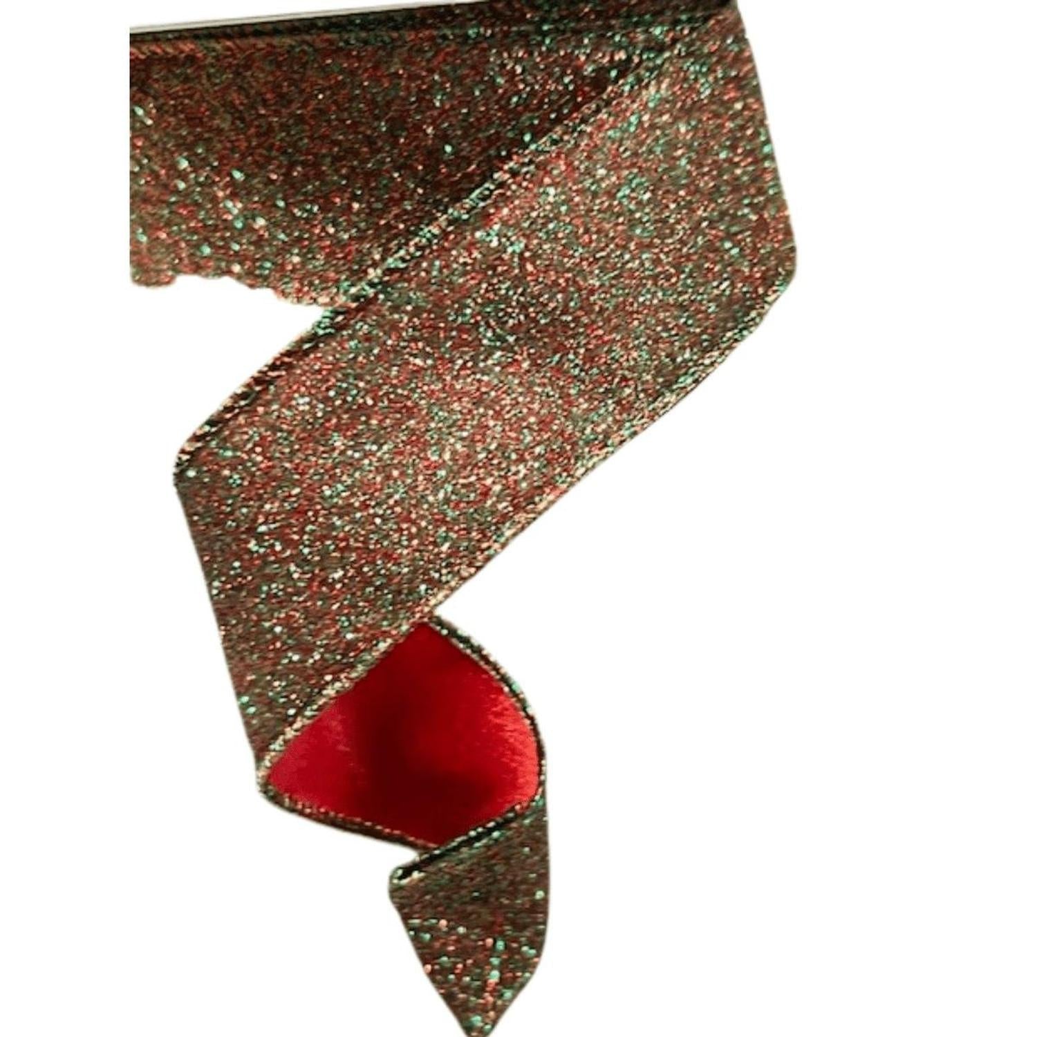 1.5" Diamond Dust Ribbon: Ruby Emerald (10 Yards)