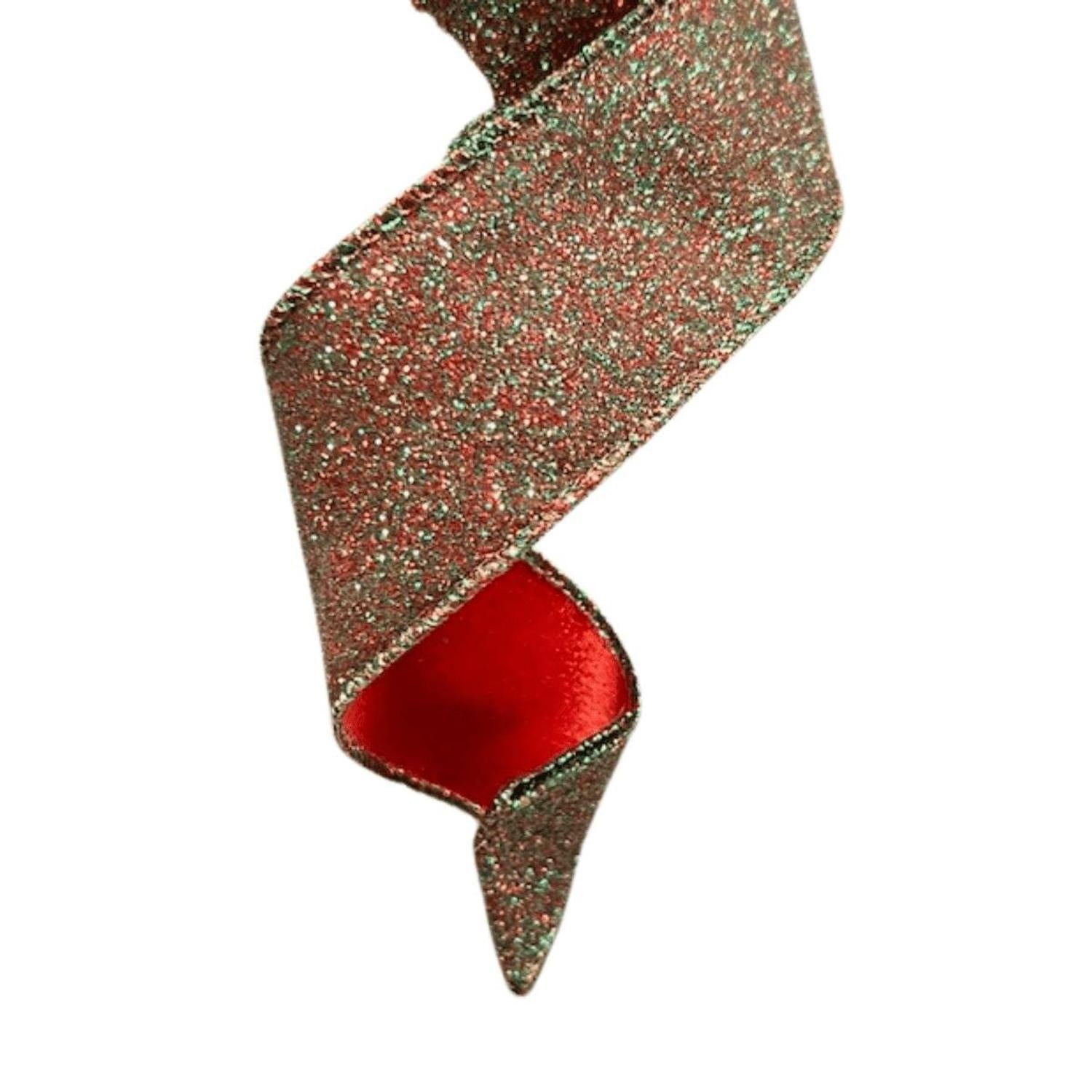 1.5" Diamond Dust Ribbon: Ruby Emerald (10 Yards)