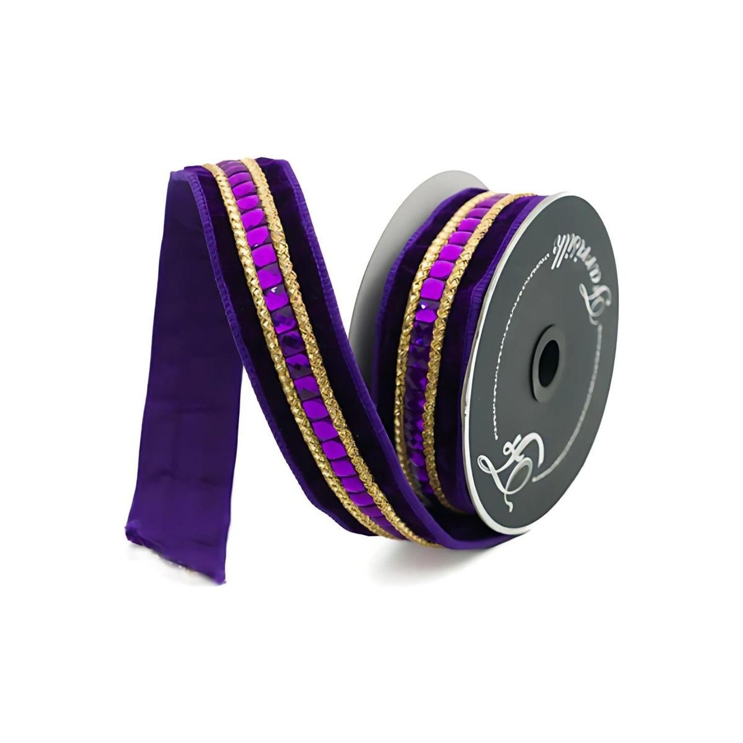 1.5" Farrisilk Gemstone Ribbon: Purple (5 Yards)