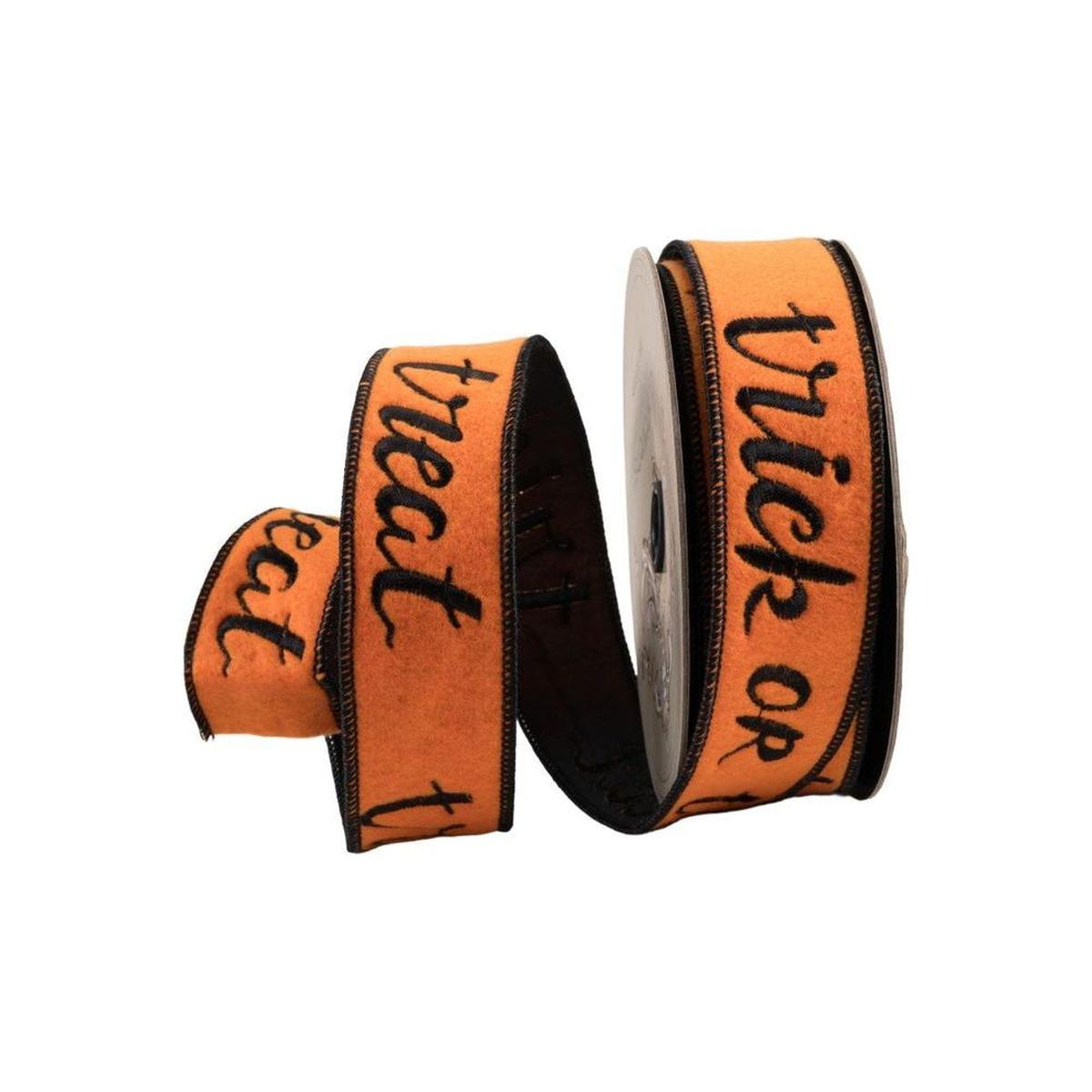 Shop For 1.5" Felt Trick or Treat Ribbon: Orange (10 Yards) at Michelle's aDOORable Creations